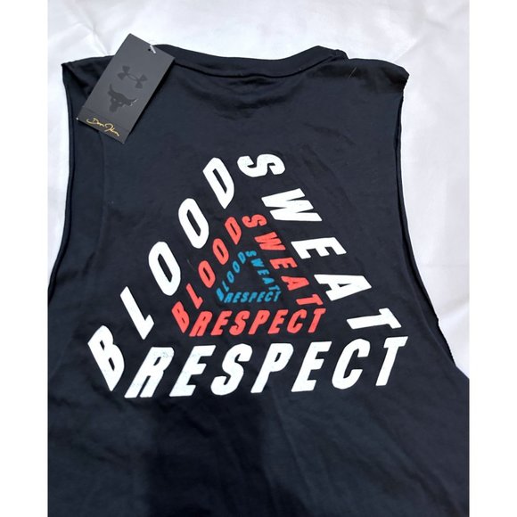 Project Rock Shirt Mens XL Black Under bull Armour Tank Top Sleeveless run gym - Picture 4 of 6